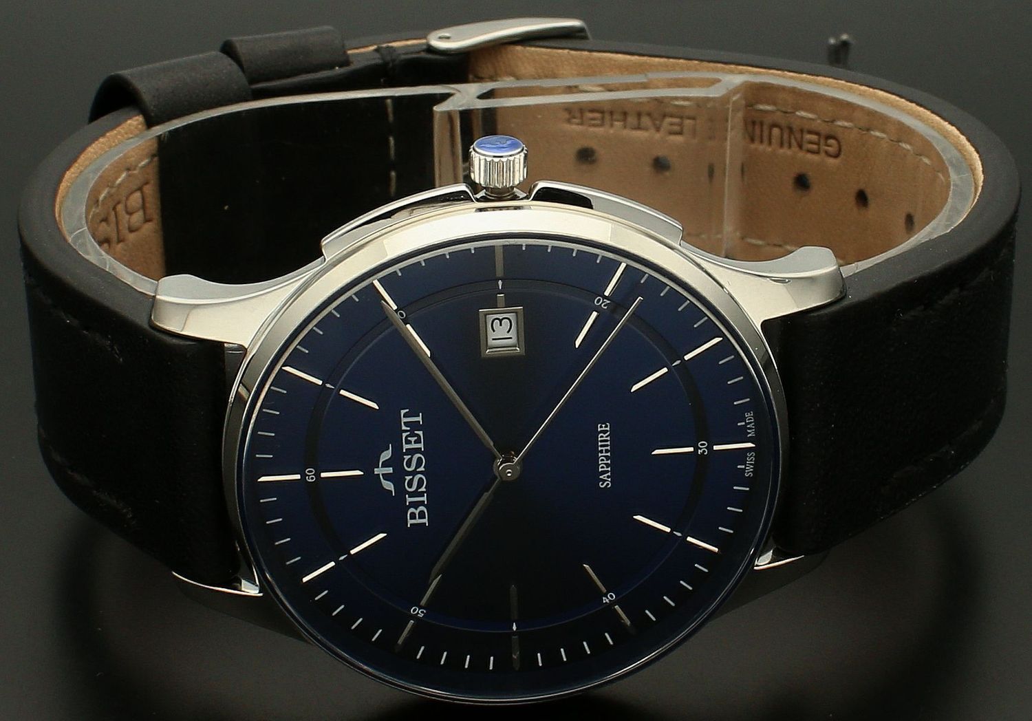 Zegarek męski Bisset srebrno-granatowy BSCF27.jpg